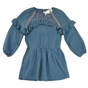 Tea Collection Teal Ruffle Sleeve Dress 10